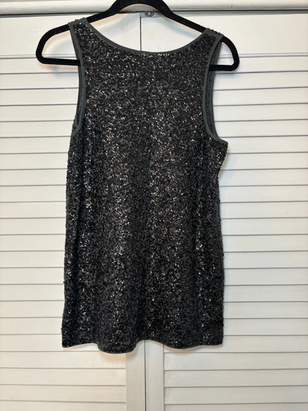 J.Crew Women’s Sequin Tank Top Size Small Black Scoop Neck Party Holiday